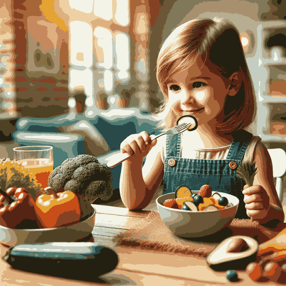 Child enjoying the benefits of a balanced diet for healthy growth